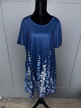 Women’s Navy Blue Floral Short-Sleeve Dress